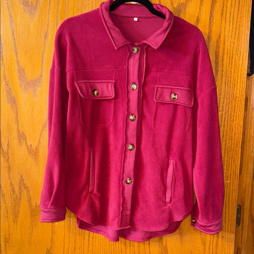 Burgundy Fleece Shacket (S)